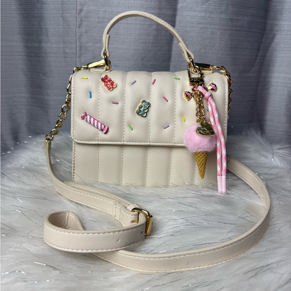 BETSEY JOHNSON chalk gummy bear, candy, and ice cream sprinkles crossbody bag